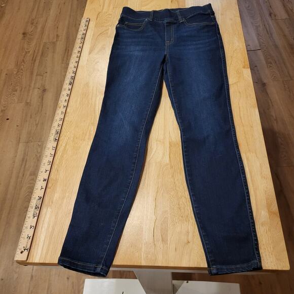 Spanx Skinny Jeans Small Medium Dark Wash Elastic Waist Slimming Compression - Picture 1 of 8